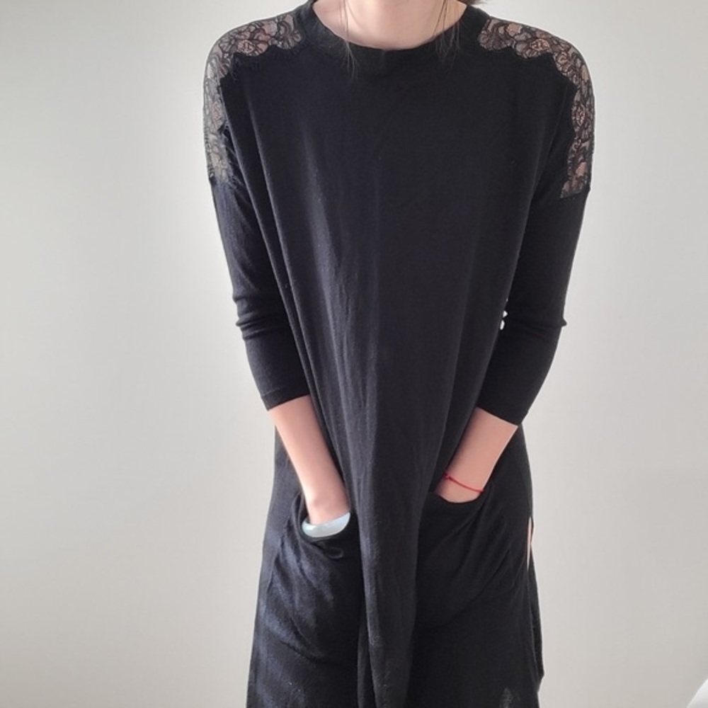 Silk & Cashmere Blended Lacey Dress, Made in Italy